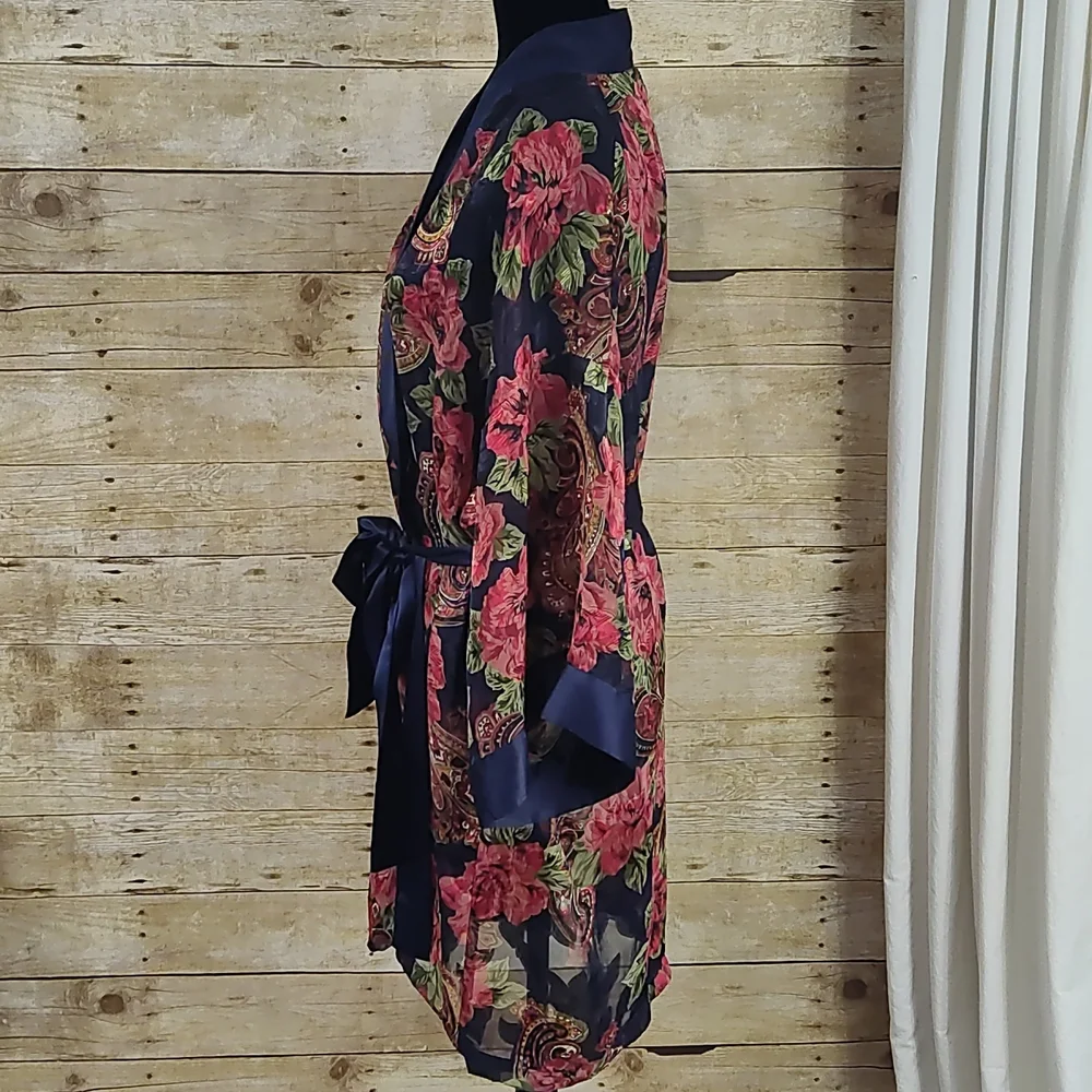 Vintage Victoria's Secret Gold Label Sheer Floral & Paisley Robe